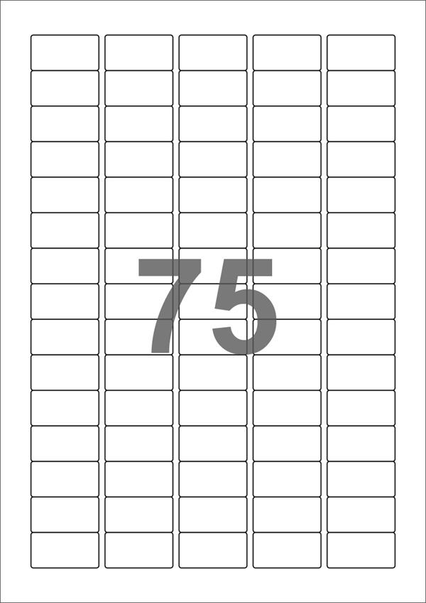 A4-etiketter, 75 Udstansede etiketter/ark, 34,0 x 18,0 mm, hvid mat, 100 ark
